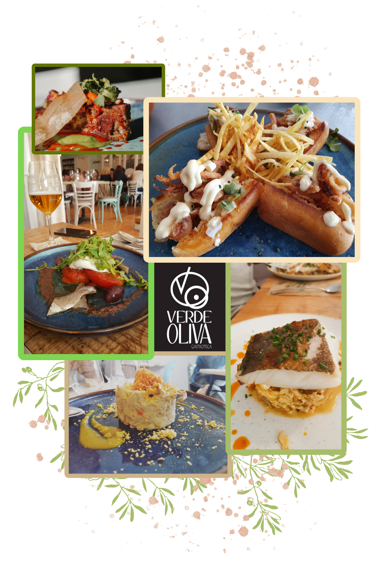 Collage con diferentes platos de Verde Oliva Gastroteca